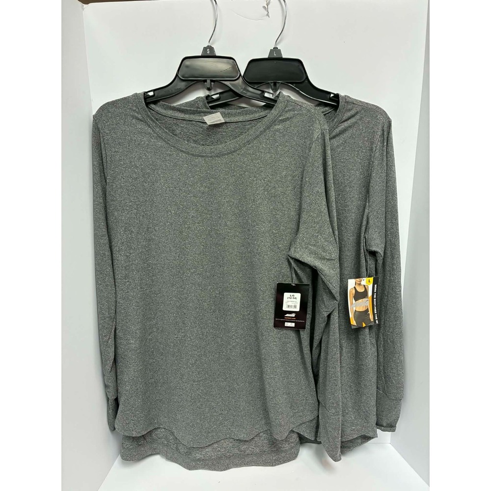 Avia Women's Long Sleeve Performance Top Gray 2-Pack Size L 12-14 AthleticActive